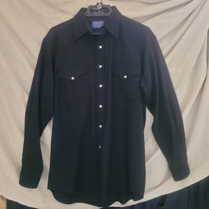 2Pendleton wool shirts. Two dark shirts. Size L, recently professionally cleaned